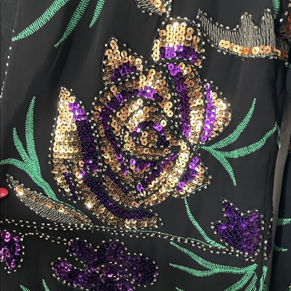 Nasty Gal Black Floral Sequin Kimono - Picture 4 of 6